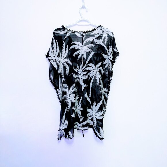 Old Navy Black & White Palm Print Swim Cover-Up - Picture 2 of 2